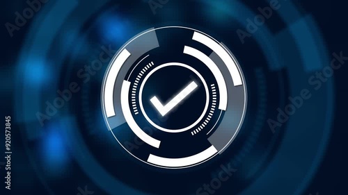 Animated check mark, done successfully, approved sign, tick icon.Technology