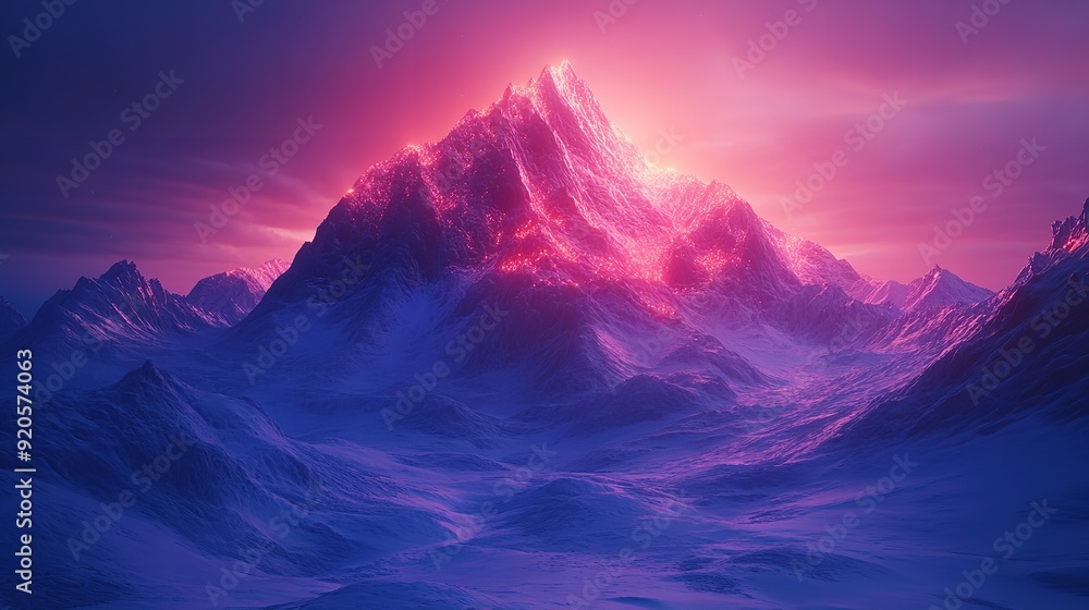 Winter mountains bathed in moonlight, snow-capped peaks shimmering under the celestial glow. Winter mountains bathed in moonlight, snow-capped peaks shimmering under the celestial glow.