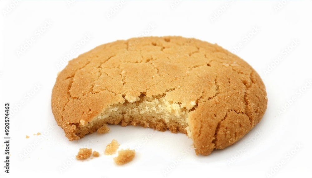 Cookie Crumbs: A Close-Up of a Half-Eaten Treat on White Background Cookie Crumbs: A Close-Up of a Half-Eaten Treat on White Background