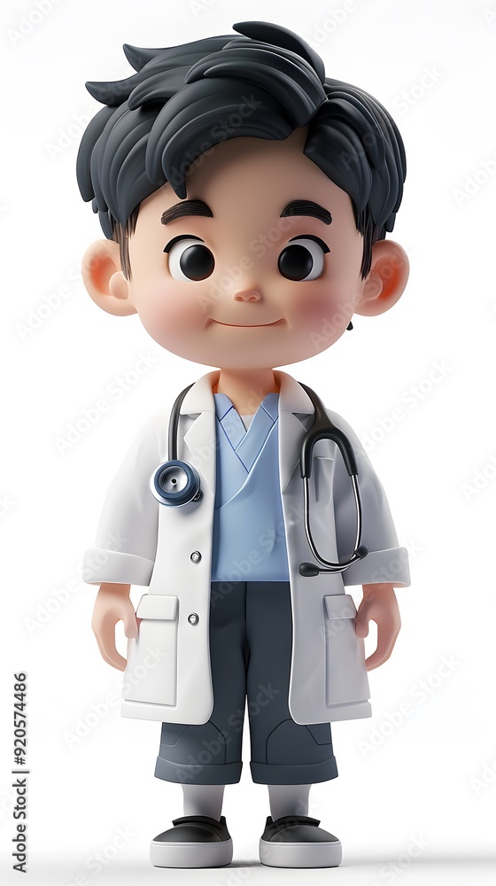 Charming 3D cute doctor character model, showcasing a friendly and approachable medical professional. This delightful design captures the essence of healthcare and compassion, making it an ideal addit Charming 3D cute doctor character model, showcasing a friendly and approachable medical professional. This delightful design captures the essence of healthcare and compassion, making it an ideal addit