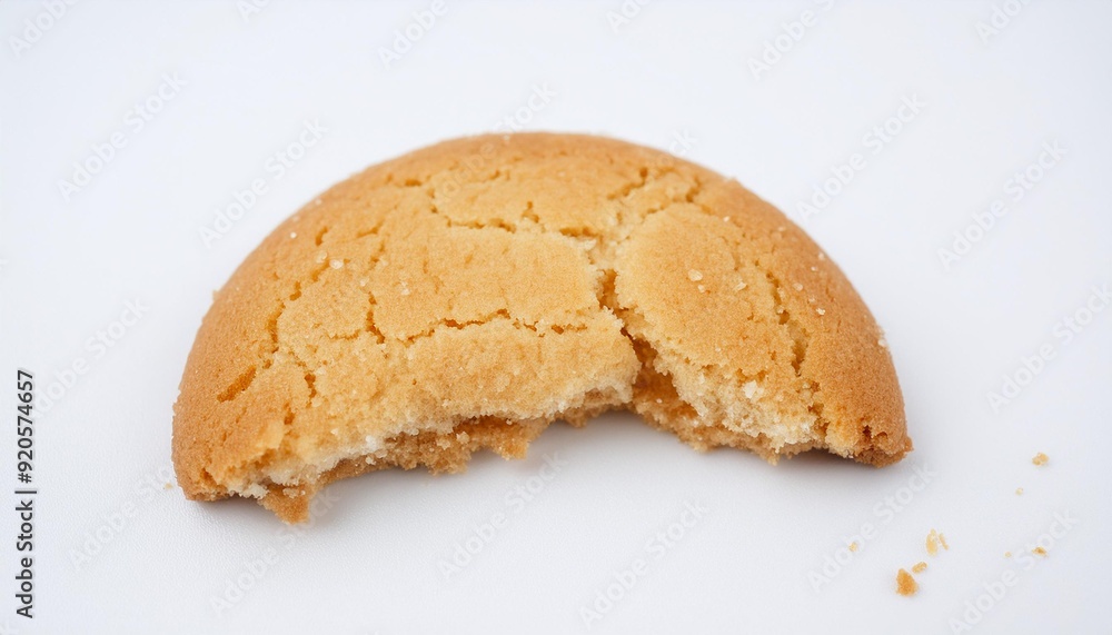 Cookie Crumbs: A Close-Up of a Half-Eaten Treat on White Background Cookie Crumbs: A Close-Up of a Half-Eaten Treat on White Background