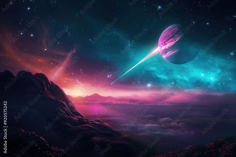 Fototapeta premium A delicate pastel-colored bubble floating in the sky. Beautiful simple AI generated image in 4K, unique.