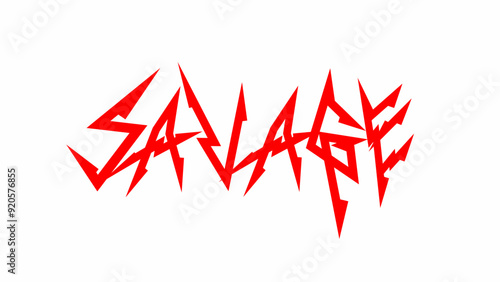 SAVAGE Text typography with sharp style font, for printing metal t-shirts, rock n roll music,  sticker, poster lettering design