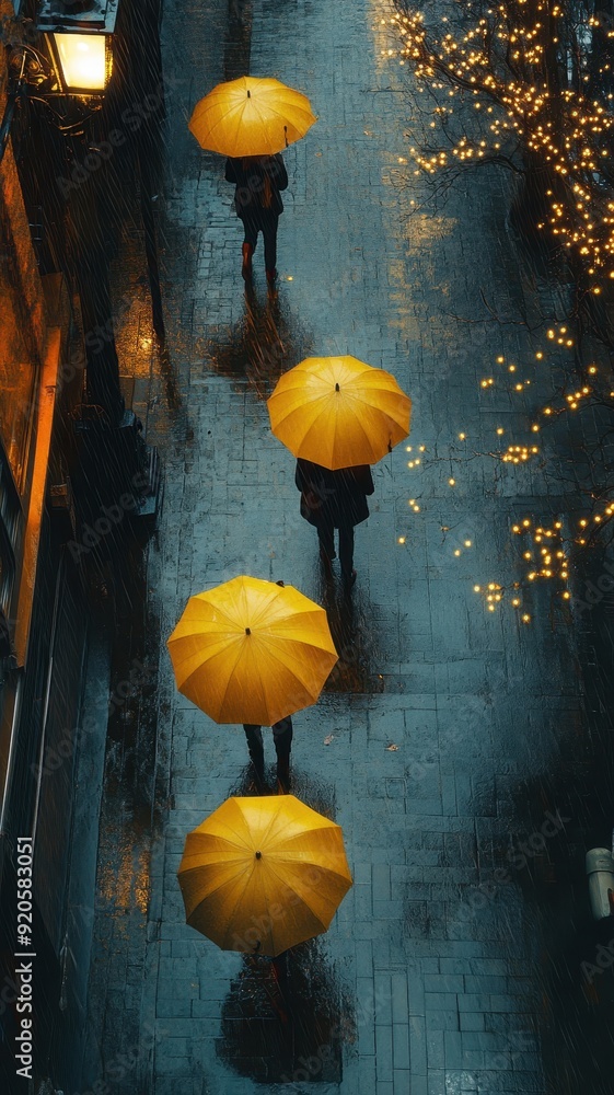 Top view of people holding umbrellas walking crossing street on the ...