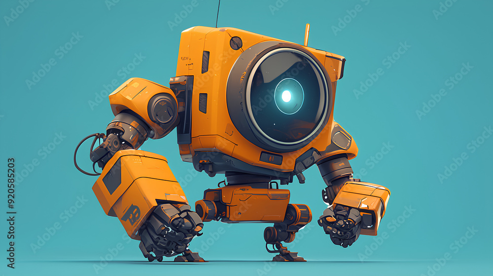 cute robot, Positive cute robot pointing at a space, Copy space, cute mini robot, friendly and cheerful robot, 3d rendering, Generative AI