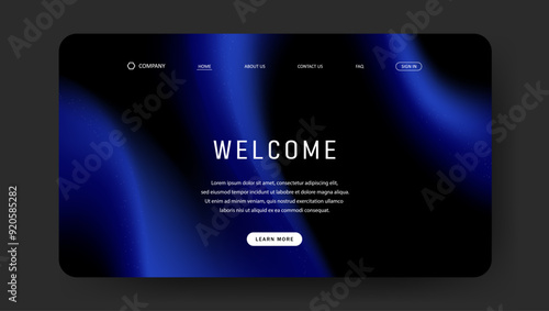 Abstract wave futuristic design of landing page. retro gradient mesh website design