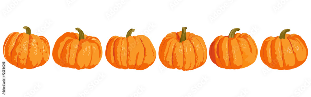 Pumpkins of different shapes set isolated on white background. Hand drawn simple autumn vector set. Pumpkins of different shapes set isolated on white background. Hand drawn simple autumn vector set.