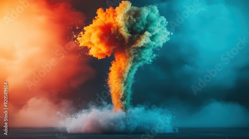 a colorful, beautiful depiction of a tornado that represents the might of nature. Typhoon