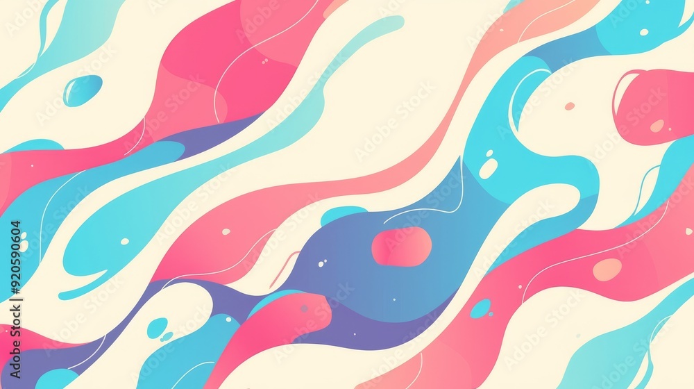 Fototapeta premium An abstract background with wavy lines in pastel colors and an organic pattern in flat design..