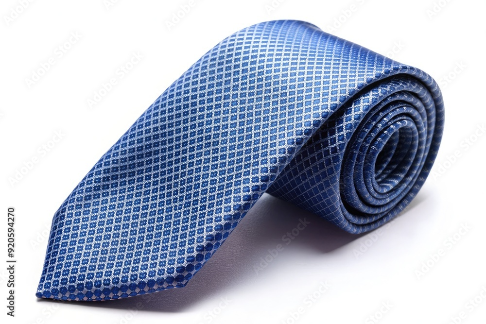 Generic blue necktie with a subtle pattern lying on a white background, with a faint grid template overlay, perfect for customization and design. Generic blue necktie with a subtle pattern lying on a white background, with a faint grid template overlay, perfect for customization and design.