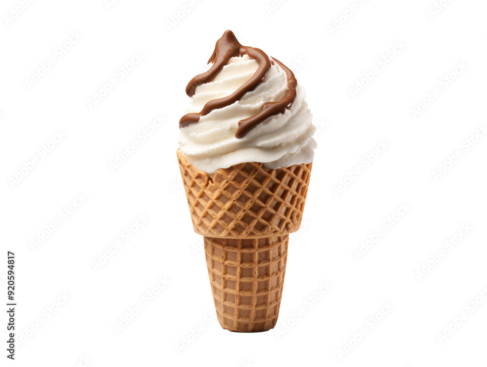 a ice cream cone with chocolate swirls a ice cream cone with chocolate swirls