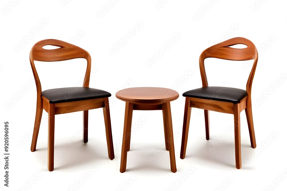 Obraz premium set chair table on white background