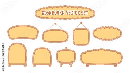 cute kawaii style hand drawn sign for adding text graphic element vector set