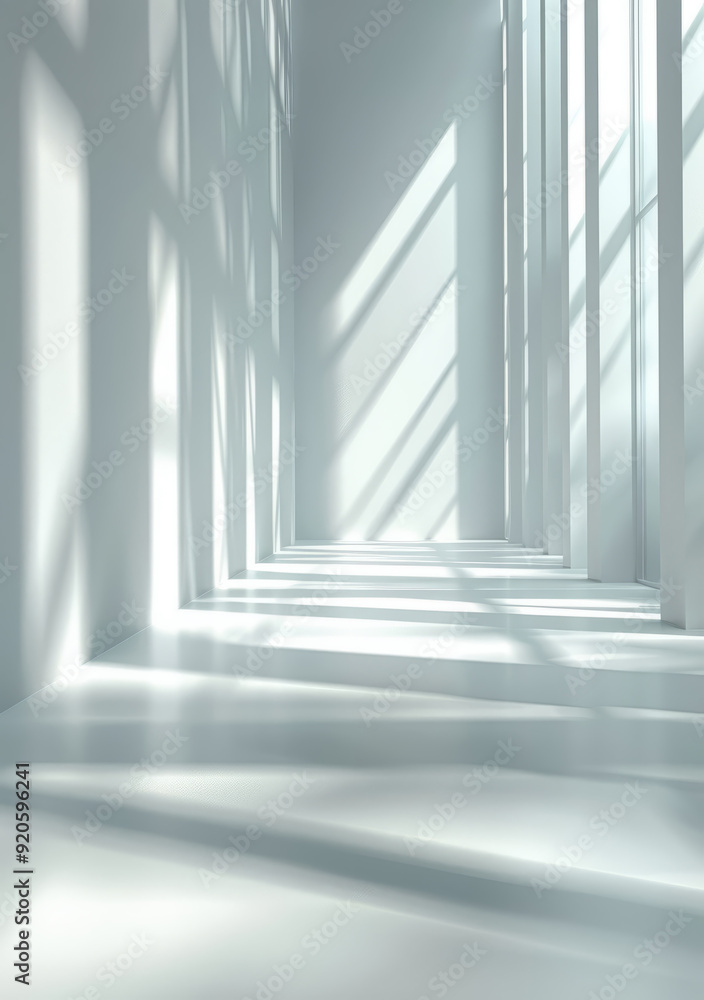 Obraz premium Minimalist abstract background, delicate silver rays, clean white interior wall.