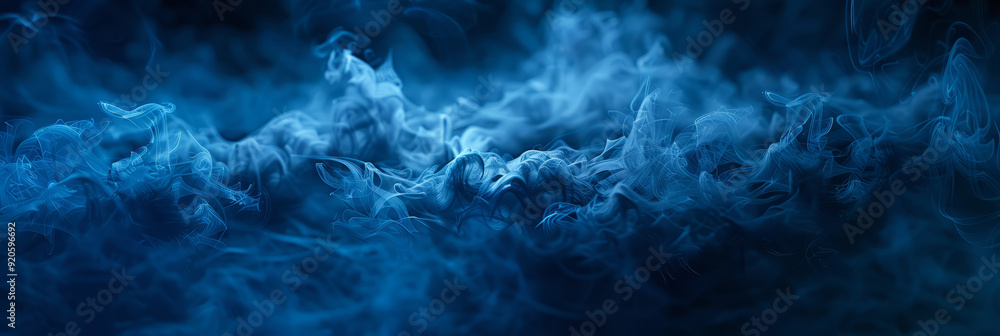 The abstract dark blue background is punctuated by wisps of smoke and smog. The abstract dark blue background is punctuated by wisps of smoke and smog.