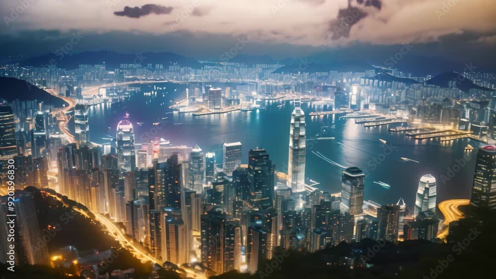 custom made wallpaper toronto digitalHong Kong cityscape at night. Hong Kong is the largest city in the world, Hong Kong city view from The Peak at twilight