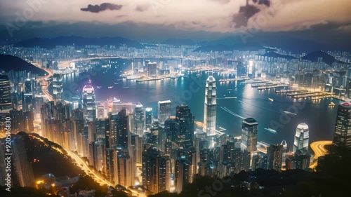 Wallpaper Mural Hong Kong cityscape at night. Hong Kong is the largest city in the world, Hong Kong city view from The Peak at twilight Torontodigital.ca