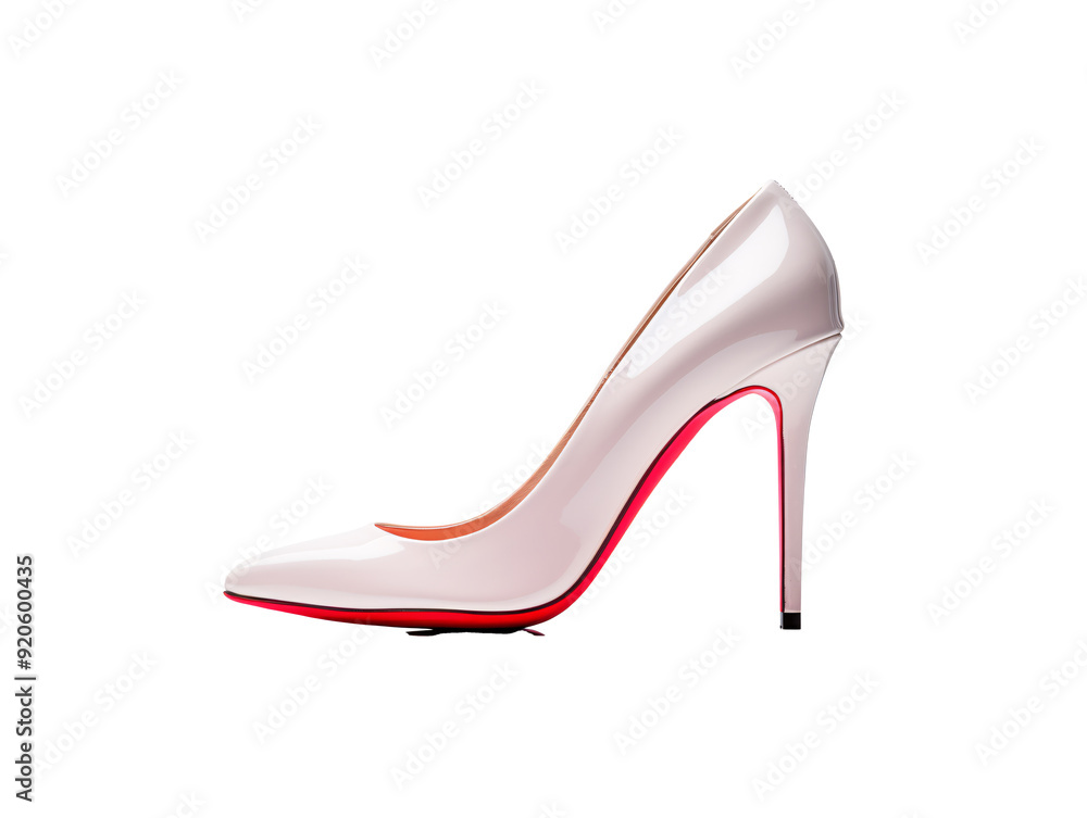 a white high heeled shoe a white high heeled shoe