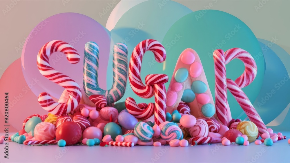 Sugar Letters Piled Together, Sweet Typography Design Sugar Letters Piled Together, Sweet Typography Design
