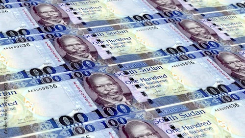 South Sudan South Sudanese Pound 100 Banknotes Money Printing House, Printing One Hundred South Sudanese, Printing Press Machine Print out South Sudanese, Being printed by currency press machine