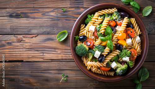 Fresh Pasta Salad with Feta, Tomatoes, and Broccoli