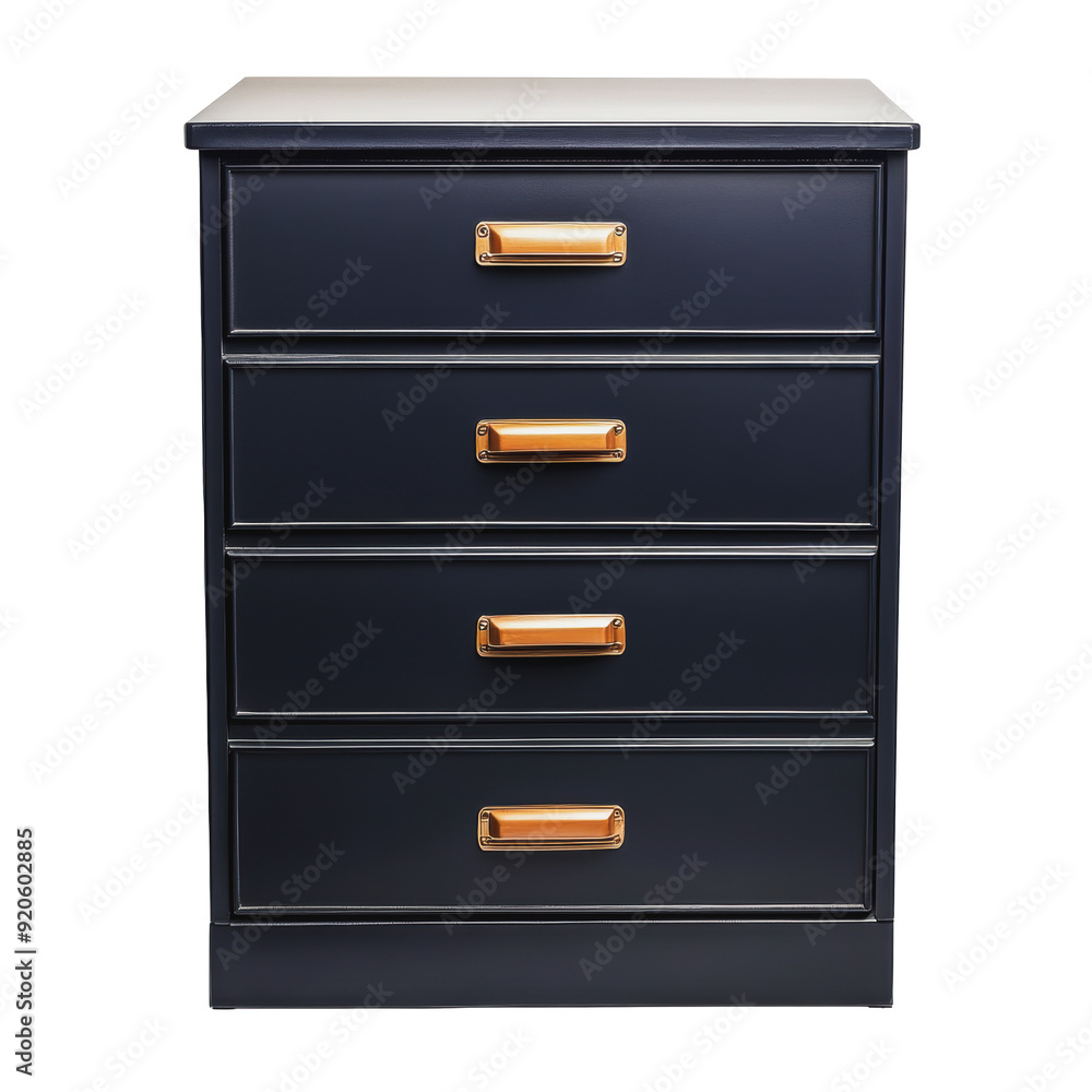 PNG Modern four-drawer dresser with gold handles PNG Modern four-drawer dresser with gold handles