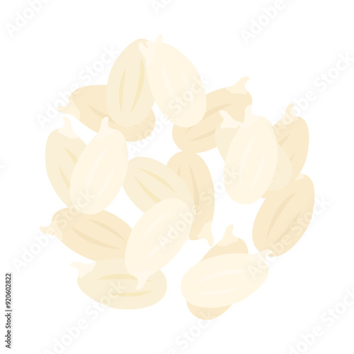 発芽玄米。フラットなベクターイラスト。
Germinated brown rice (hatsuga genmai). Flat vector illustration.