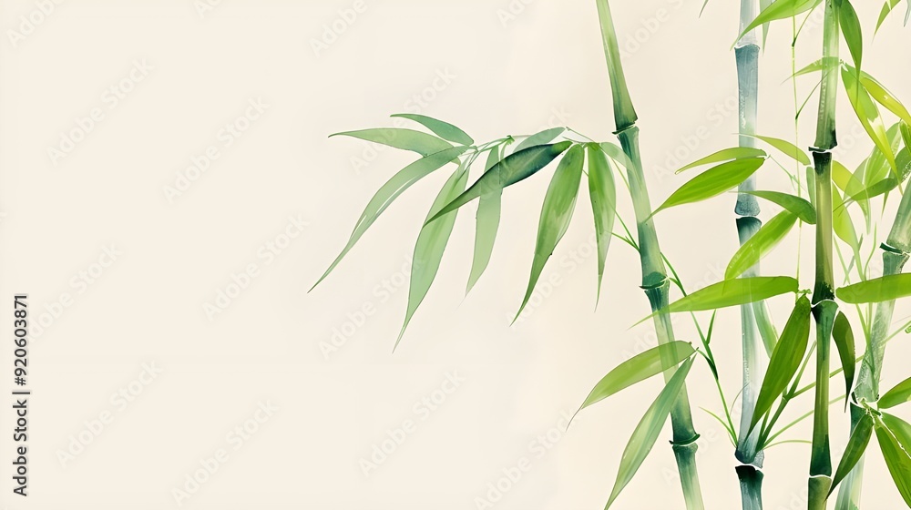 Fototapeta premium elegant bamboo stalks painted in a minimalist style. 