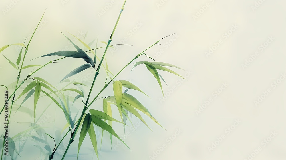 Naklejka premium elegant bamboo stalks painted in a minimalist style. 