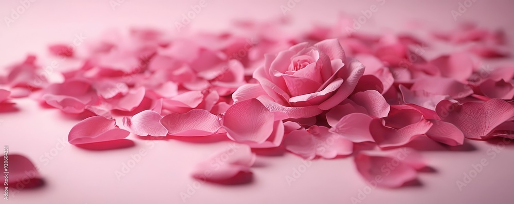 Pink rose petals gently falling in slow motion, creating a harmonious and fragrant atmosphere, photorealistic Pink rose petals gently falling in slow motion, creating a harmonious and fragrant atmosphere, photorealistic