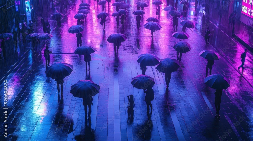 Top view of people holding umbrellas walking crossing street on the ...
