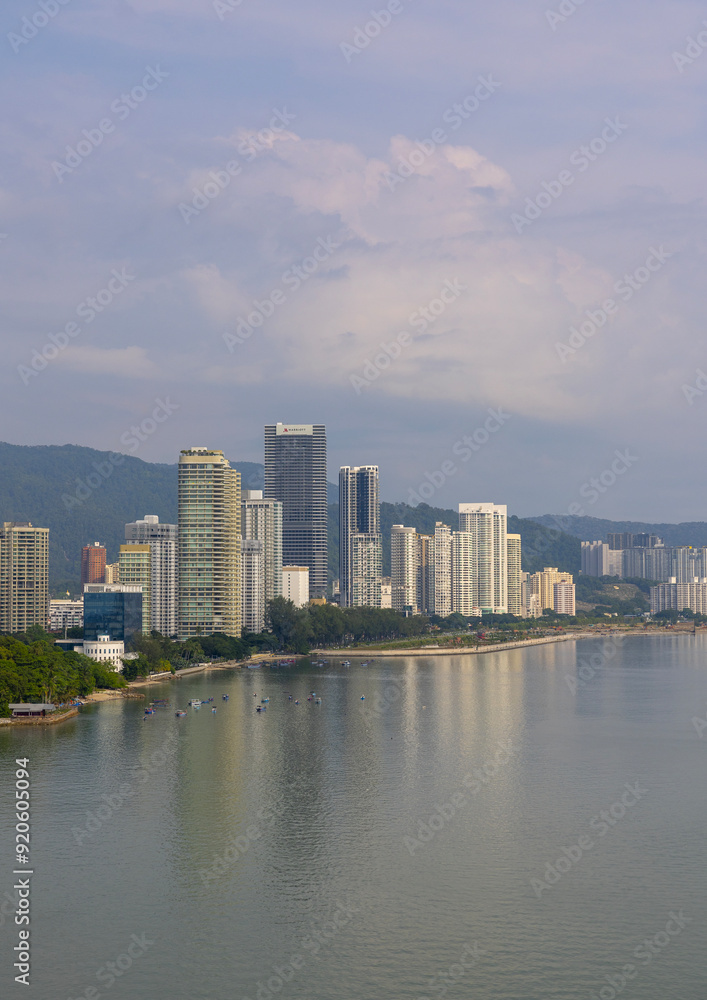Modern buildings and skycrapers, Penang island, George Town, Malaysia