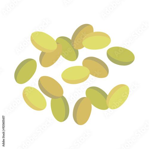 レンズ豆（ヒラ豆）。フラットなベクターイラスト。
Lentil. Flat vector illustration.
