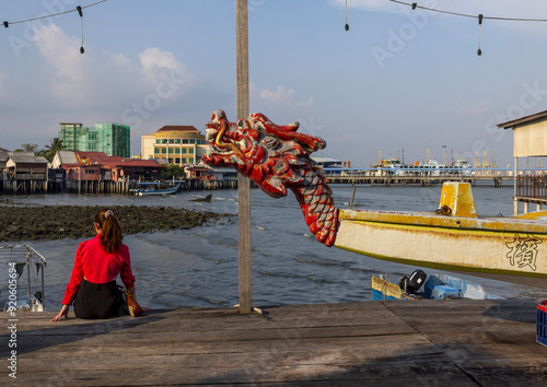 Dragon bow in Chew Jetty, Penang island, George Town, Malaysia photo