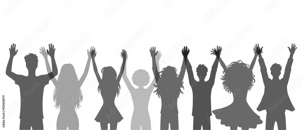 People raising hand charity silhouette black filled vector Illustration icon. People raising hand charity silhouette black filled vector Illustration icon.