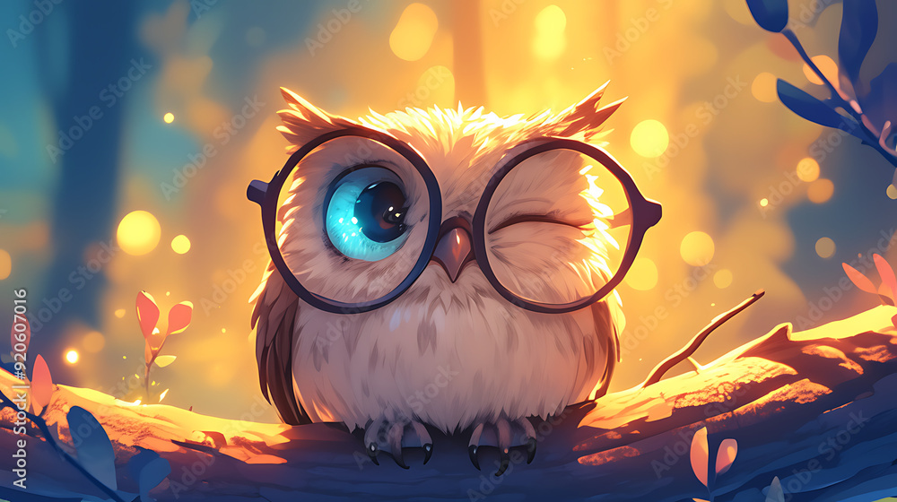 a cute owl, A wise owl in a fairy forest, cartoon style, 3d rendering, Generative AI a cute owl, A wise owl in a fairy forest, cartoon style, 3d rendering, Generative AI