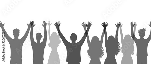 People raising hand charity silhouette black filled vector Illustration icon.