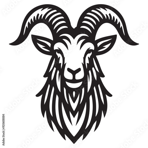 Line art of goat face cartoon vector
