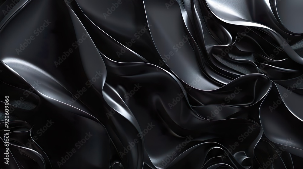 Obraz premium Abstract Black Background with Fluid Waves