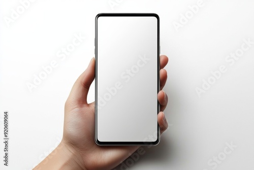 Blank Smartphone Mockup on Hand created with Generative AI