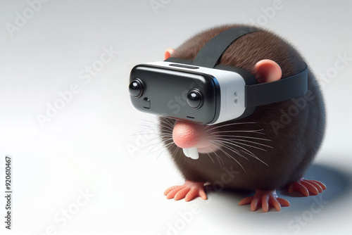 Mole in 3D glasses. Space for text. photo