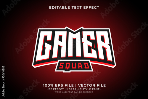 3D E-sport Text effect editable vector. Gaming squad logo text effect
