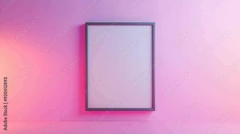 Modern Blank picture frame on a pink wall with gradient lighting. For your design, pastel concept, commercial use Modern Blank picture frame on a pink wall with gradient lighting. For your design, pastel concept, commercial use