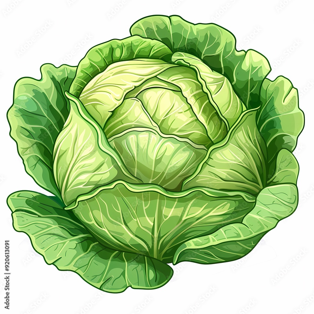 A whole green head of cabbage with its leaves folded over. A whole green head of cabbage with its leaves folded over.