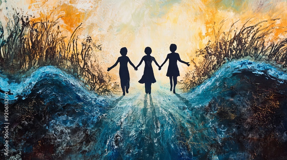 Fototapeta premium Symbolic journey depicting the transition from adversity to strength, resilience, and restoration