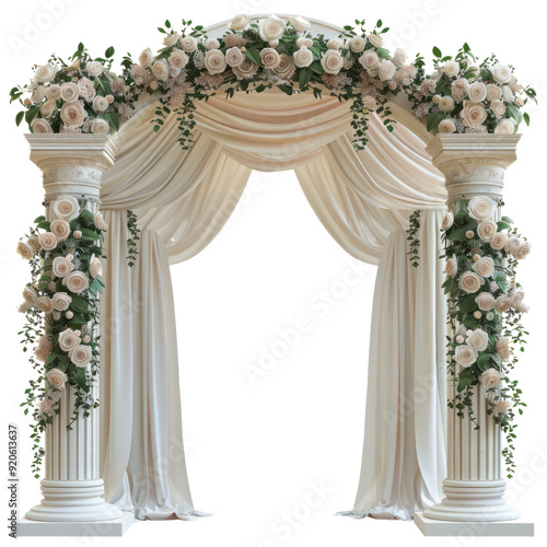 Obraz na płótnie Wedding arch isolated white background, without shadow, single object, detailed, PNG dicut style w salonie