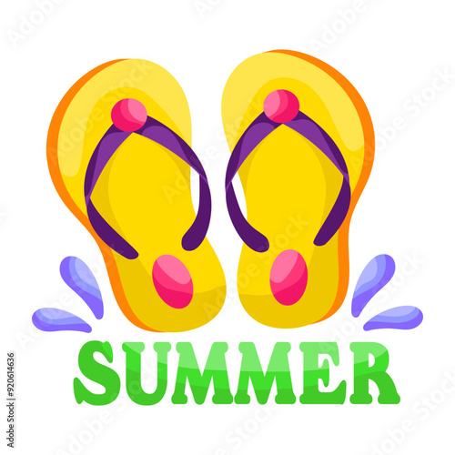 A flat design sticker of flip flop

