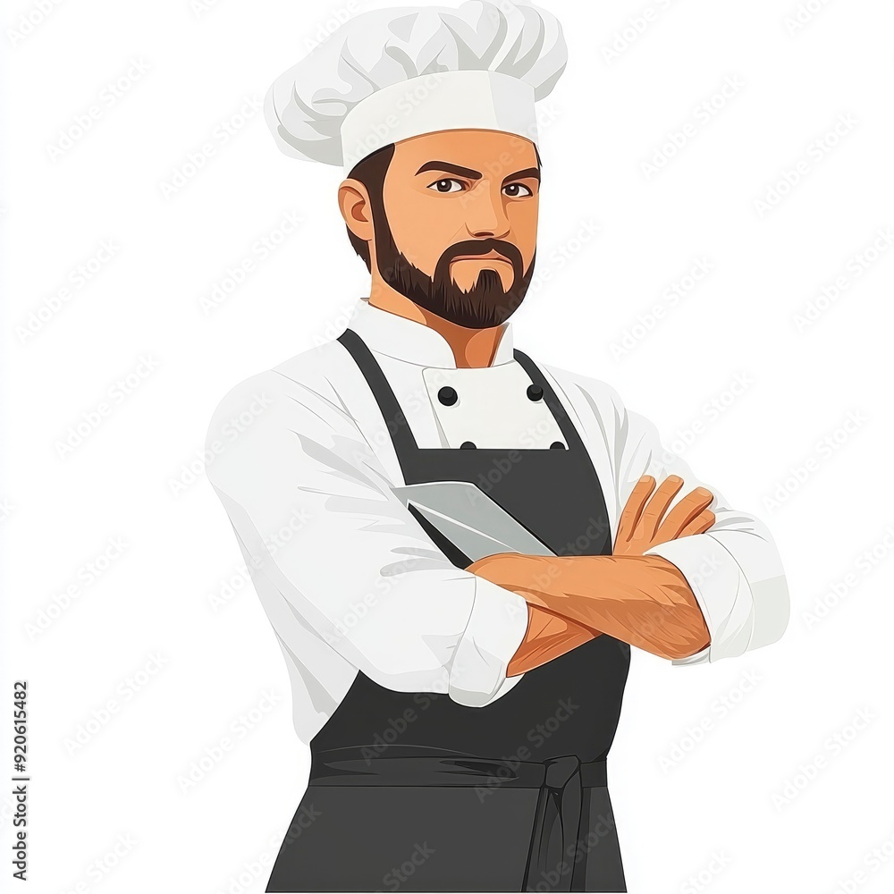 Confident Chef with Arms Crossed in Uniform