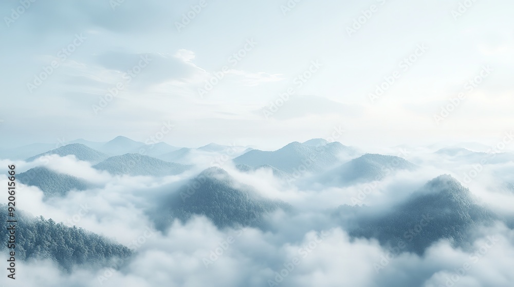 a wide shot of the top view of mountains covered in snow, clouds and blue sky a wide shot of the top view of mountains covered in snow, clouds and blue sky