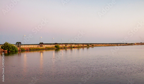 sunset over the lake photo